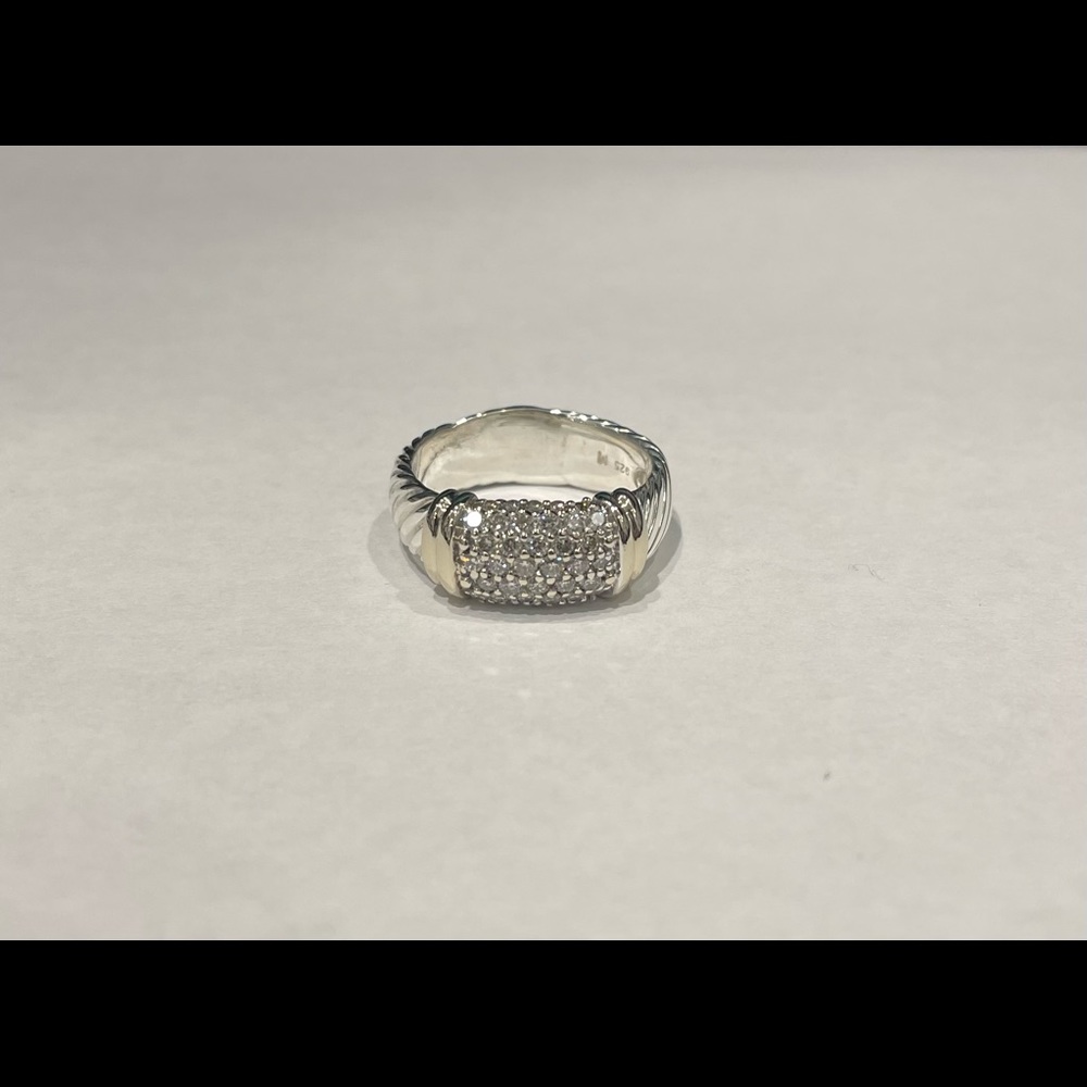 David Yurman Metro Pave Diamond 8mm cable band 18K & SS size 7